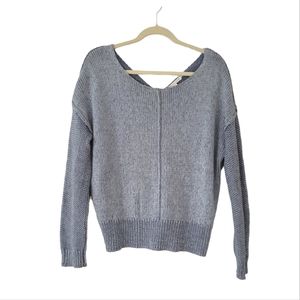 REBECCA MINKOFF Blue Long Sleeve Cute Back Knot Sweater